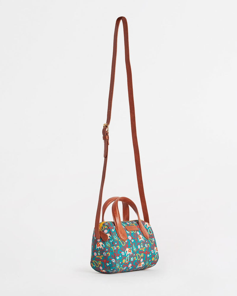 Chumbak Paisley Blossom Sling bag-Teal