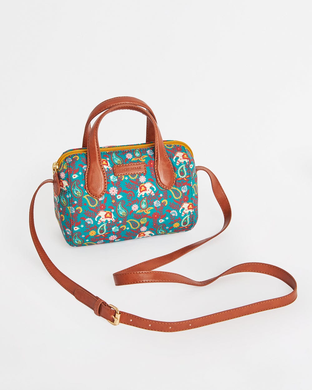 Chumbak Paisley Blossom Sling bag-Teal