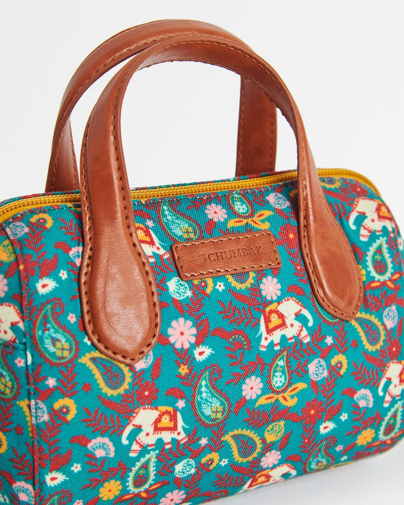 Chumbak Paisley Blossom Sling bag-Teal