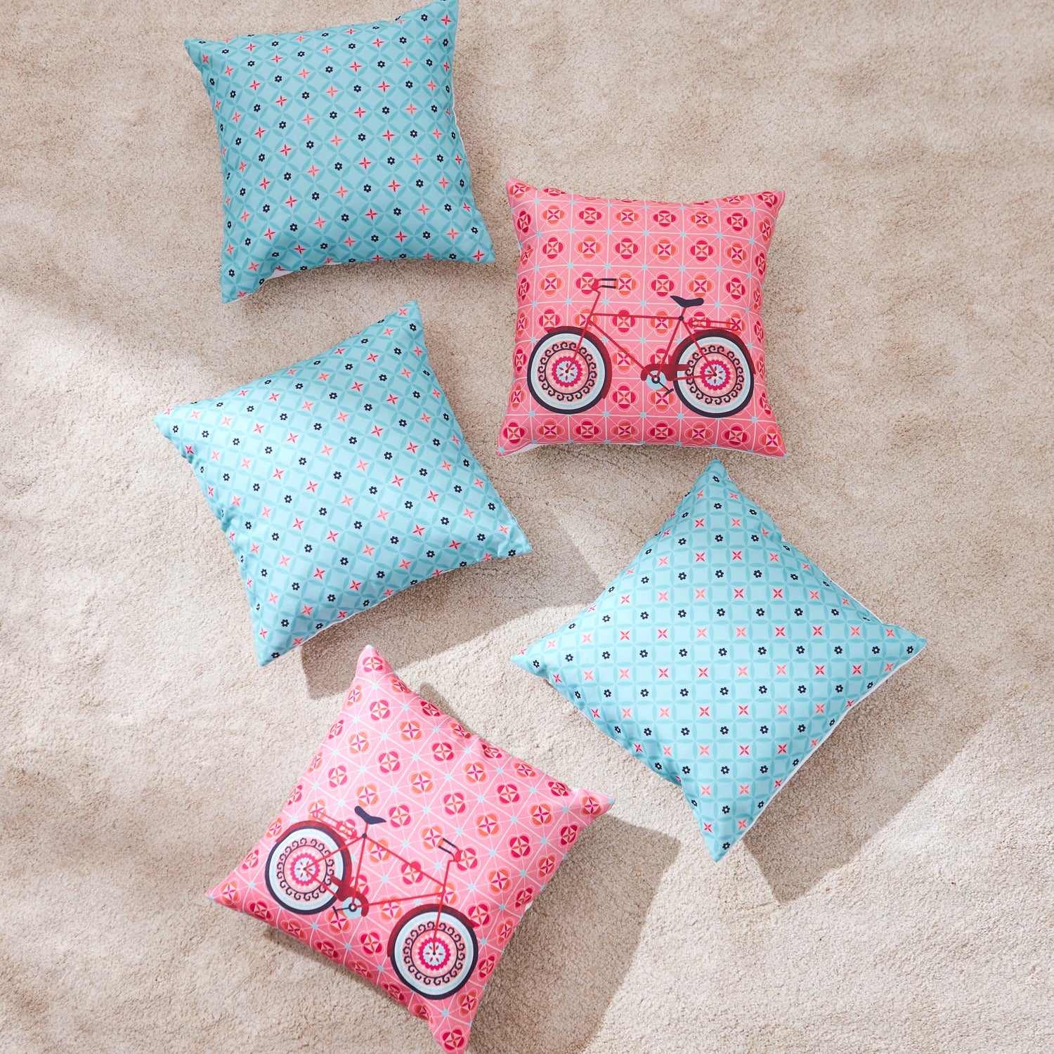 Teal by Chumbak 16" Cushion Covers , Set of 5 Multi color| Zip closure