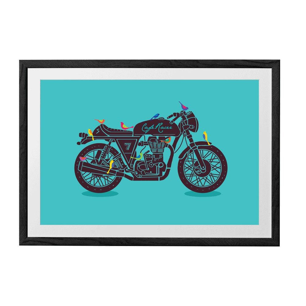 Chumbak Cafe Racer Wall Art - Blue