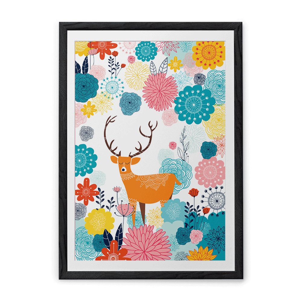 Chumbak Forest Deer White Wall Art