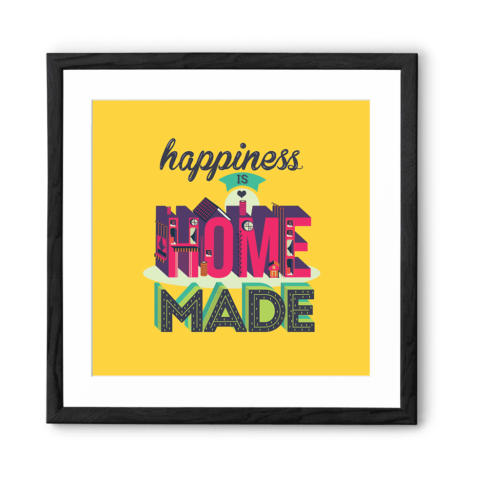 Chumbak Happiness Home Yellow Wall Art