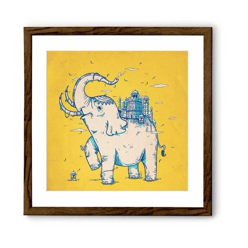 Chumbak Elephant Monument Yellow Wall Art