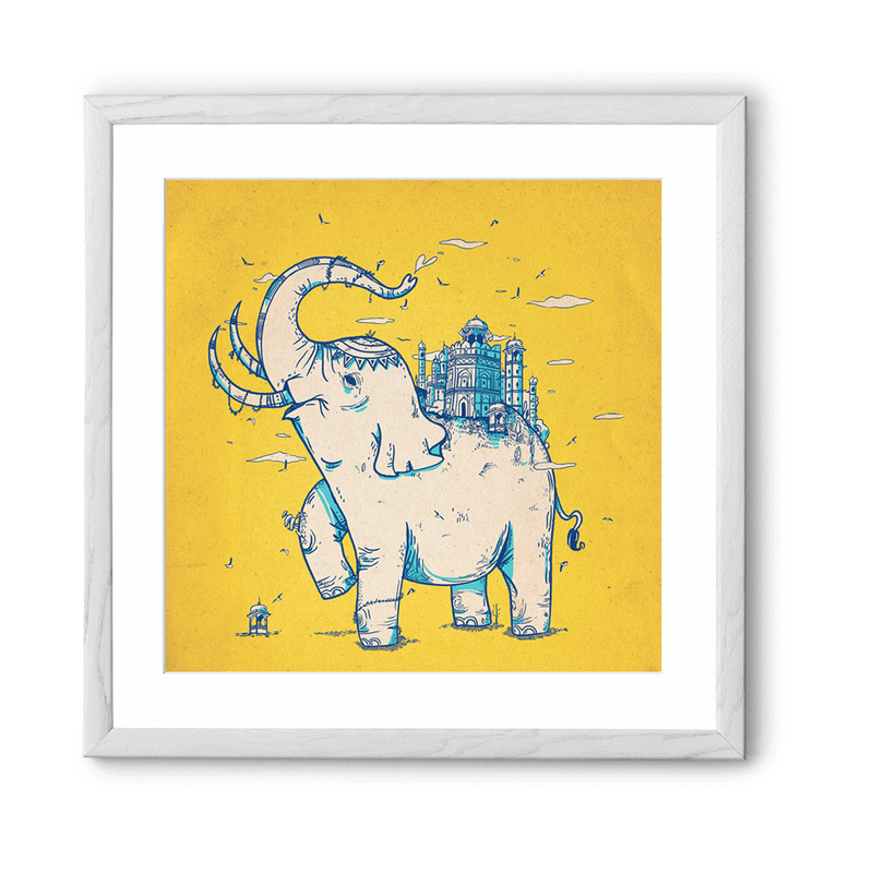 Chumbak Elephant Monument Yellow Wall Art