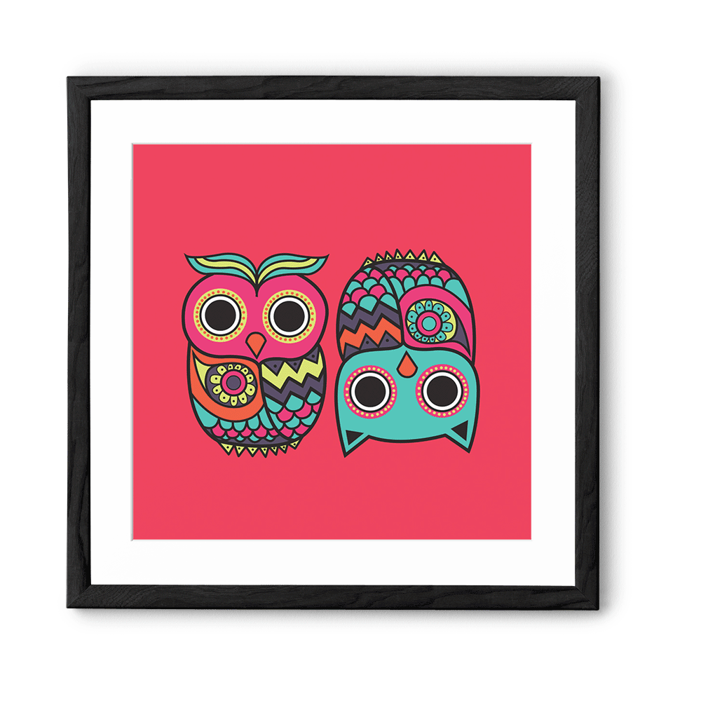 Chumbak Owl Pink Wall Art