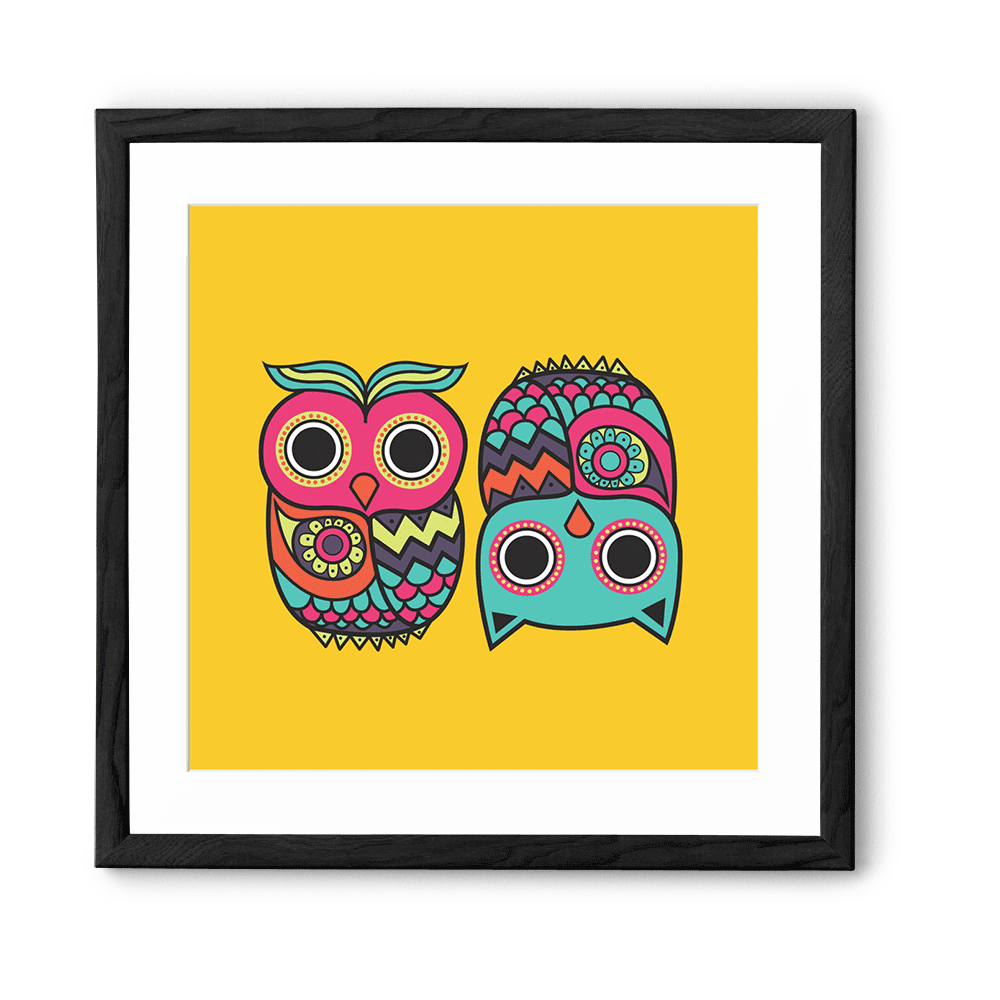 Chumbak Owl Yellow Wall Art