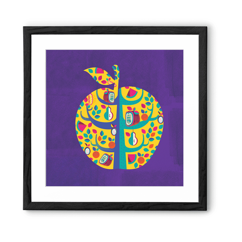 Chumbak Square Apple  Purple Wall Art