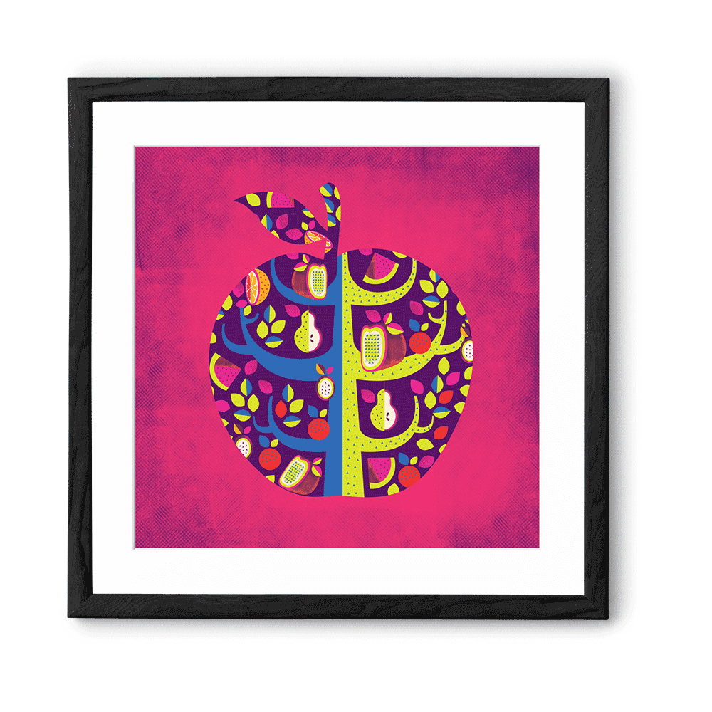 Chumbak Square Apple  Pink Wall Art