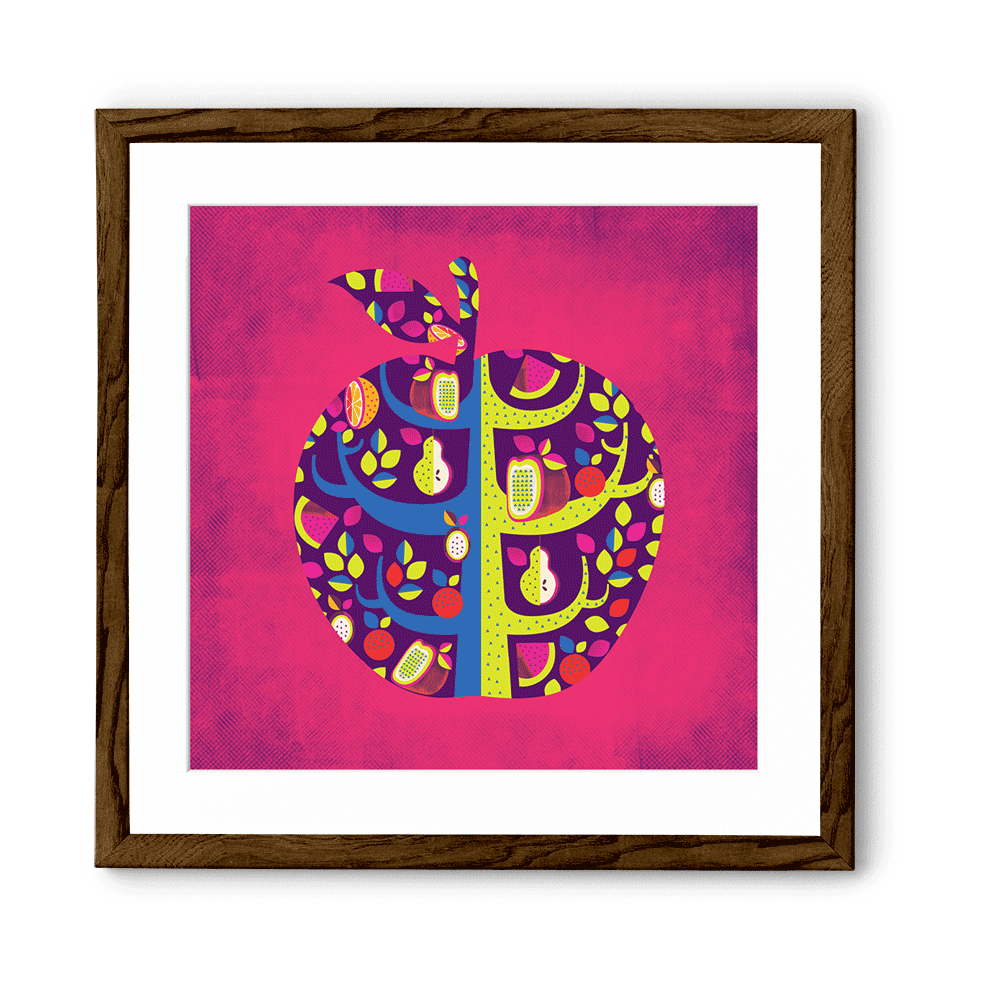 Chumbak Square Apple  Pink Wall Art