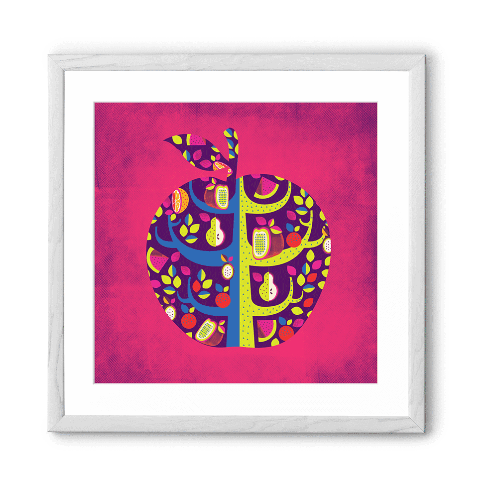 Chumbak Square Apple  Pink Wall Art