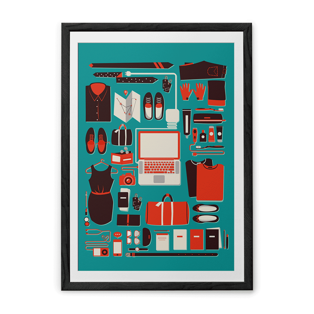 Chumbak Travel Teal Wall Art