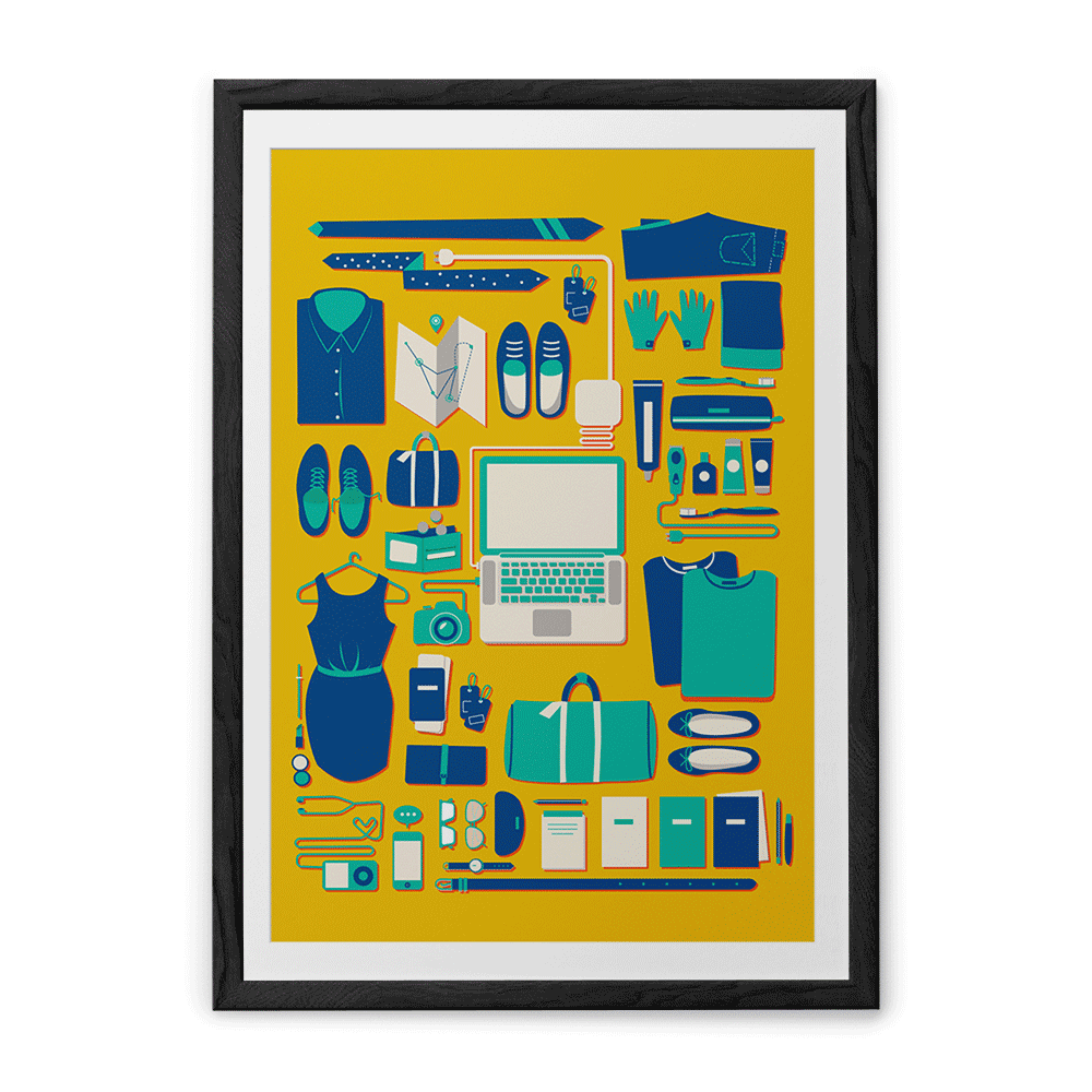 Chumbak Travel Yellow Wall Art